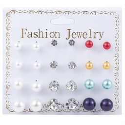 Honbon Set Of 12 Artificial Beads Beaded Circular Shape Studs image 3
