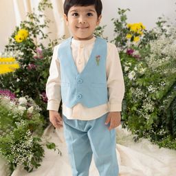 Tiber Taber Boys Floral Pure Cotton 3-Piece Suits-image-98