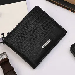 Red Tape Men Geometric Textured Leather Two Fold Wallet-4