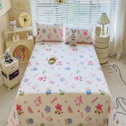 JC HOME White & Pink Printed Pure Cotton 220TC Queen Bedsheet Set - 1.80 m x 2.30 m-image-52