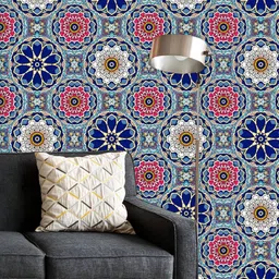 ArtzFolio Printed UV-Resistant Anti-Bacterial Lotus And Floral Mandala Peel & Stick Wallpaper-image-57
