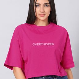 Besick Women Typography Printed Round Neck Cotton Boxy T-shirt-picture-42