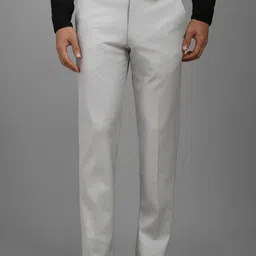 Louis Philippe Men Textured Slim Fit Trousers-picture-47