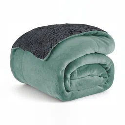 Cloth Fusion Green & Grey Fleece AC Room 233 GSM Single Bed Blanket-image-74