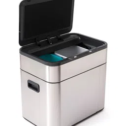 Savya Home Black Stainless Steel Sensor Dual Compartment Smart Dustbin With Lid-18 L-3