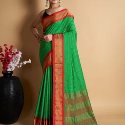 AMRUTKALA SAREES Checked Zari Saree-image-80