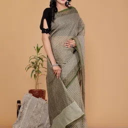 Jevi Prints Ethnic Motifs Pure Cotton Block Print Saree-picture-32