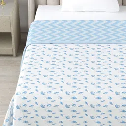 tundwal's Blue & White Floral AC Room 210 GSM Double Bed Dohar-picture-14