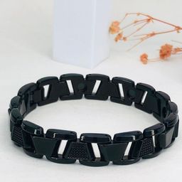 Hisa Stainless Steel Unisex Gold-Plated Link Bracelet-image-21