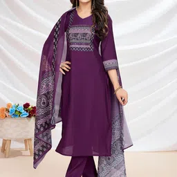 MOJILAA Women Ethnic Motifs Printed Regular Beads and Stones Kurta with Trousers & With Dupatta-picture-24