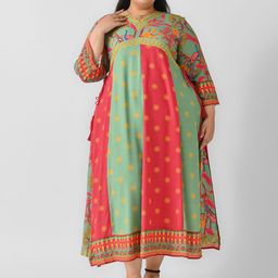 Shape of me by Rustorange Plus Size Ethnic Motifs Print Maxi Dress-57