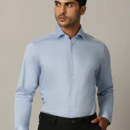 METAL Men Spread Collar Solid Cotton Slim Fit Formal Shirt-image-57