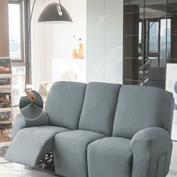 HOKIPO Grey 3-Seater Recliner Sofa Cover With Arms-image-72