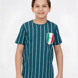 KATE & OSCAR Boys Striped Printed Round Neck Cotton T-shirt-image-99