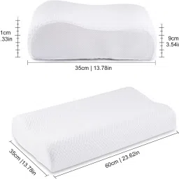 credicus Cervical Contour Smooth Memory Foam Pillow, Orthopedic, Stomached, Side Sleepers Memory Foam Nature Orthopaedic Pillow Pack of 1 image 2