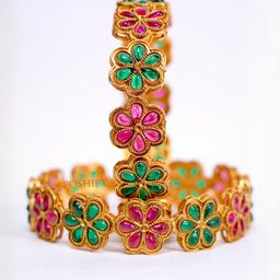 POSHIFY Pack of 2 Luxury Gold Plated Pure Brass Stylish Traditional Bangle-image-68