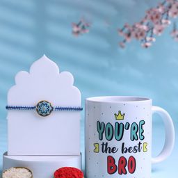 Floweraura Unisex Floral Enamel Thread Rakhi With Best Bro Mug-image-47