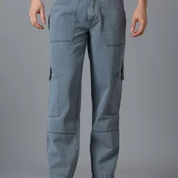 TCI Men Relaxed Straight Leg Straight Fit Cargos Trousers-picture-3