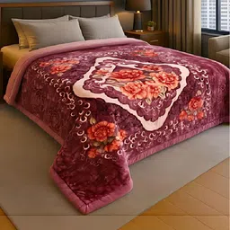 Signature Maroon Floral Mild Winter 380 GSM Double Bed Blanket-picture-40