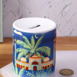 PENTADECO Blue & Green Monuments Printed Reusable Piggy Bank-24