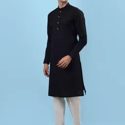 JADE BLUE Men Regular Kurta with Pyjamas image 4