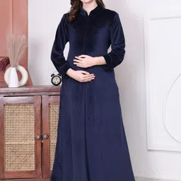Secret Wish Women Maxi Mandarin Collar Maternity Nightdress-picture-18