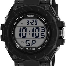 FELIZER Men Patterned Dial & Textured Straps Analogue Watch H9058-LSKA-FullBlk image 5