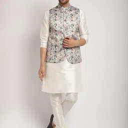 Kaifoo Men Regular Dupion Silk Kurta with Churidar-3