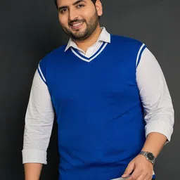 bigbanana Men Plus Size Solid Sweater Vest-image-60