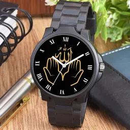 CSAMON Men Round Dial & Bracelet Style Straps Analogue Watch 3KANBLK Islamic ROM03 CD_SH-24