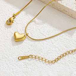DIVASTRI Gold-Plated Stainless Steel Heart Shaped Anti Tarnish Pendants With Chains-23