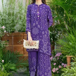 sangria Violet Natural Crepe Handwork Kurta with Palazzo Co-ord Set-picture-22