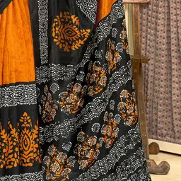 KALINI Bagh Silk Blend Designer Block Print Saree image 2