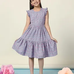YK Floral Print Flutter Sleeve Crepe Fit & Flare Dress-picture-14