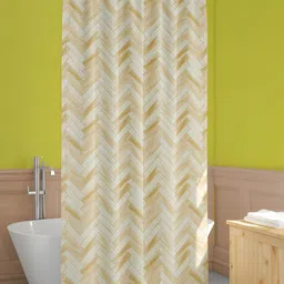 ArtzFolio Beige & Brown Geometric Printed Waterproof Shower Curtain-17