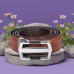 Sassora Men Checked Leather Belt-image-26