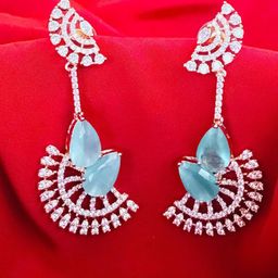 MONI LIFESTYLE American Diamond Studded Crescent Shaped Drop Earrings-image-41