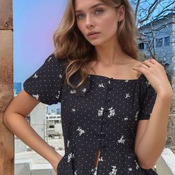 RARE Women Floral Printed Off-Shoulder Puff Sleeve Crop Bardot Top-image-87