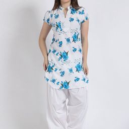 Trendzmy Women Floral Printed Regular Thread Work Kurta with Salwar-14