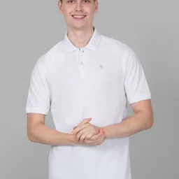 Cantabil Men Solid Polo Collar Cotton T-shirt-image-93