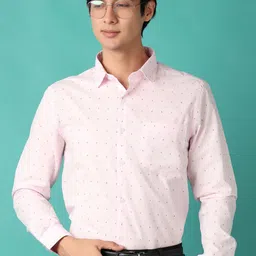 J White by Vmart Men Spread Collar Micro Ditsy Printed Cotton Formal Shirt-image-84