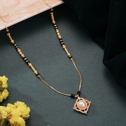 Aadvik Designs Gold-Plated Artificial Stones Studded & Beaded Mangalsutra-image-39