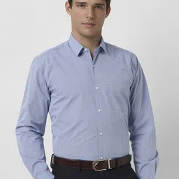 Peter England Men Slim Fit Spread Collar Micro Checked Cotton Formal Shirt-image-34