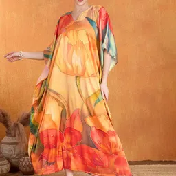 LABEL AARNA Floral Print Flared Sleeve Satin Maxi Dress-image-20