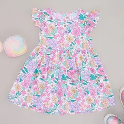 Pantaloons Baby Floral Print Flutter Sleeve Fit & Flare Dress-0