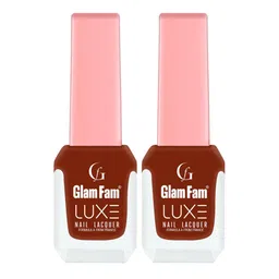 GlamFam Luxe Set Of 2 Glossy Finish Nail Lacquer - 12 ml Each - Sepia Brown 07-17