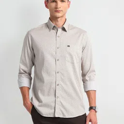 Arrow Men Modern Spread Collar Geometric Printed Cotton Slim Fit Casual Shirt-image-17