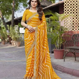 Ambuja International Striped Sequinned Pure Georgette Saree-picture-18