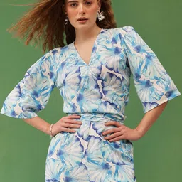 all about you Women Floral Printed Flared Sleeve Wrap Top-image-56