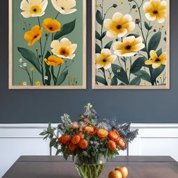 Kotart Brown & Green 2 Pieces Floral Wooden Wall Arts-picture-2